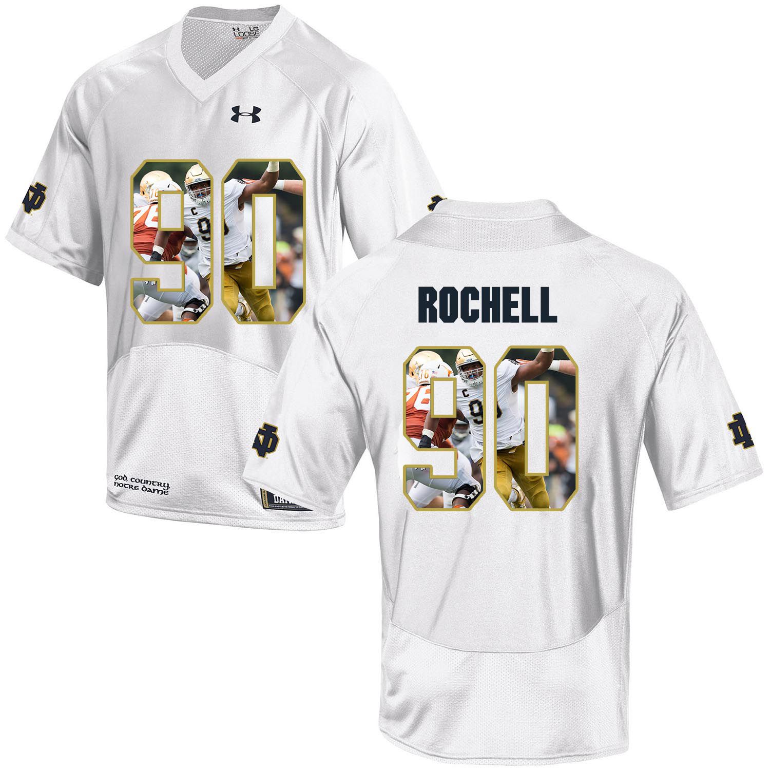 Men Norte Dame Fighting Irish #90 Rochell White Fashion Edition Customized NCAA Jerseys